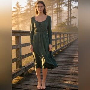 Old Navy Green Long Sleeve Ruched Sheath Dress